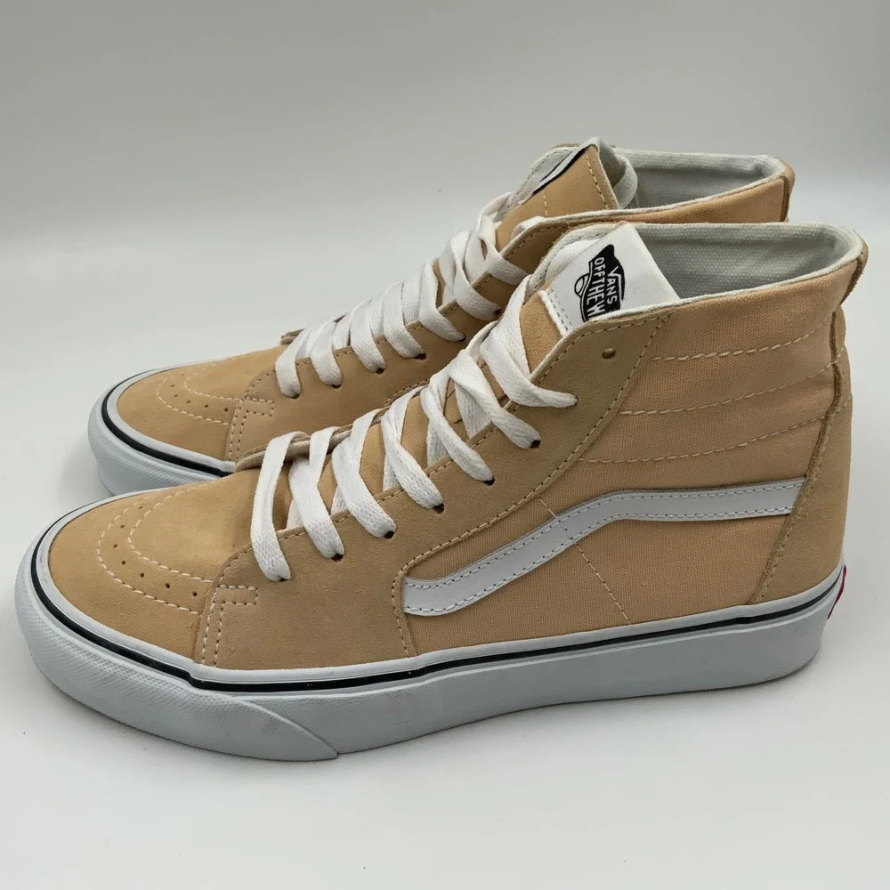 Vans‎ Sk8-Hi High Top Sneakers Tan Suede Canvas Womens 9 Mens 7.5 721454